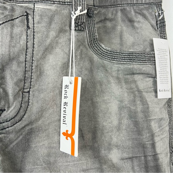 Rock Revival Men’s Jeans Size 42 Armory Biker Distressed Embroidered NWT - Picture 7 of 14